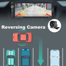 Cargar imagen en el visor de la galería, Estéreo para auto Alondy de un solo DIN con pantalla táctil de 6.9", compatible con Apple CarPlay/Android Auto, radio AM/FM Bluetooth, cámara de respaldo USB tipo C.