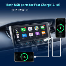 Cargar imagen en el visor de la galería, Estéreo para auto Alondy de doble DIN con pantalla táctil de 6.8", compatible con Apple CarPlay/Android Auto (inalámbrico), radio AM/FM Bluetooth, 2 cámaras de respaldo USB