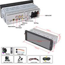Cargar imagen en el visor de la galería, Estéreo para auto Alondy de un solo DIN con pantalla táctil de 6.9", compatible con Apple CarPlay/Android Auto, radio AM/FM Bluetooth, cámara de respaldo USB tipo C.