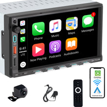 Load image into Gallery viewer, Alondy Double Din Car Stereo with 7" Touchscreen Compatible with [Wireless] Apple CarPlay/Android Auto Bluetooth AM/FM Radio 2 USB Backup Camera
