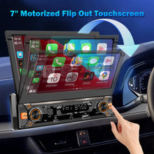 Load image into Gallery viewer, Alondy Single Din Car Radio with Touchscreen (7" Motorized Flip Out) Compatible with [Wireless] Apple CarPlay &amp; Android Auto Car Stereo Bluetooth Type-C USB Backup Camera AUX
