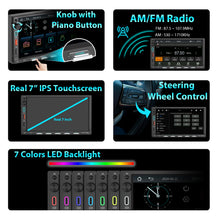 Load image into Gallery viewer, Alondy Double Din Car Stereo with 7" Touchscreen Compatible with [Wireless] Apple CarPlay/Android Auto Bluetooth AM/FM Radio 2 USB Backup Camera
