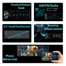 Load image into Gallery viewer, Alondy Single Din Car Radio Touchscreen (6.3") Compatible with Apple CarPlay [Wireless] Android Auto Bluetooth Type-C USB (3A Fast Charge) Backup Camera

