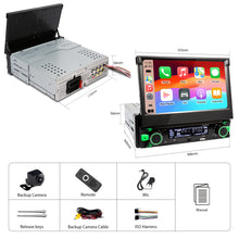 Load image into Gallery viewer, Alondy Single Din Car Radio with Touchscreen (7" Motorized Flip Out) Compatible with [Wireless] Apple CarPlay &amp; Android Auto Car Stereo Bluetooth Type-C USB Backup Camera AUX
